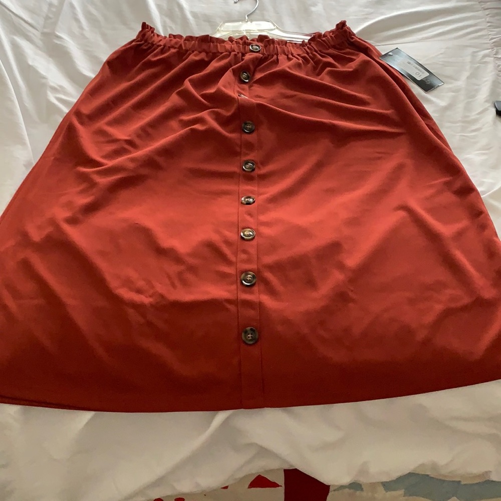 Burnt orange midi skirt